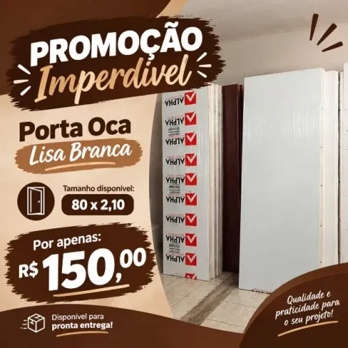 PROMOÇÃO IMPERDIVEL: PORTA OCA LISA BRANCA 80X 2,10