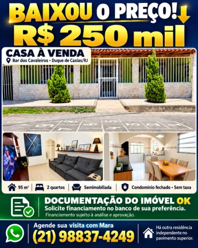  Casa à venda - Quartos Mobilhados - DOCUMENTOS OK! - Bar dos Cavaleiros 