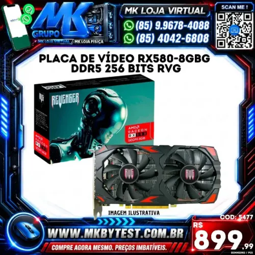 Placa de vídeo RX580-8GB Gddr5 256 Bits