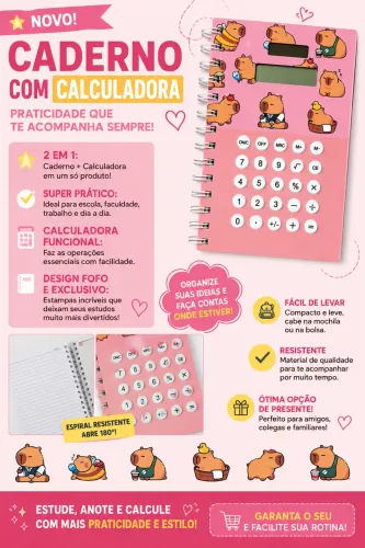 Caderno com calculadora