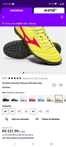 Vende-se Society Mizuno n? 39 obs: calça 38
