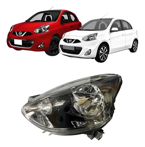 Farol March Esquerdo 2015 16 2017 2018 19 2020 Mascara Negra Esquerdo/motorista