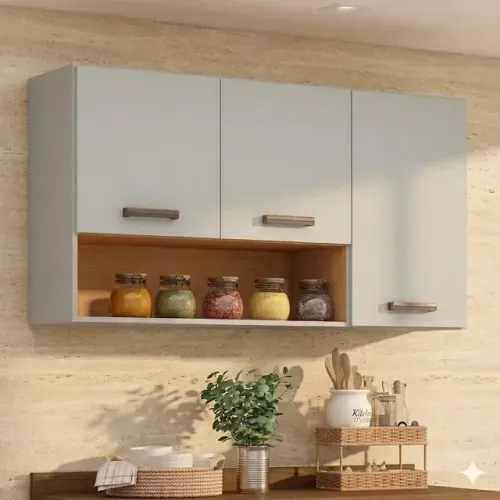 Armário de Parede 3 Portas Fendi - Acabamento UV e Qualidade Premium
