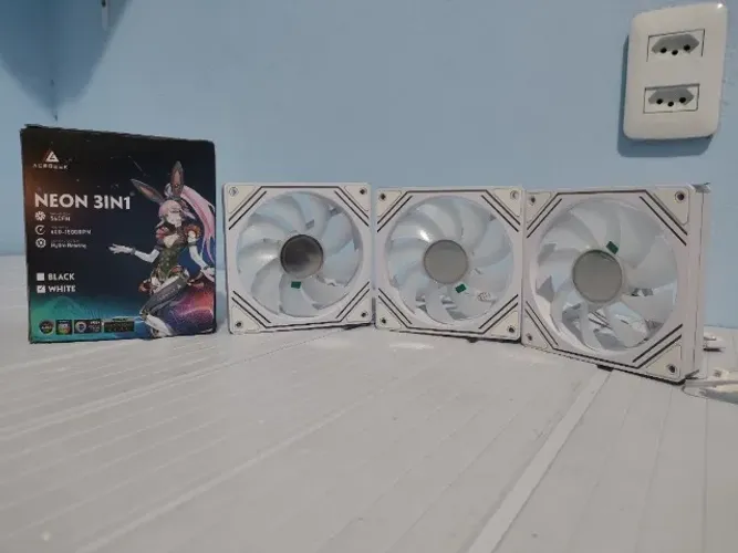 Kit 3 Fans ACGGeek Neon 3in1 White RGB