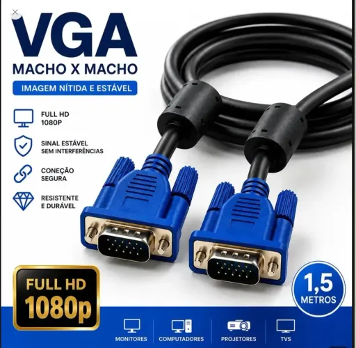 Cabo VGA blindado 1,5mts Macho X Macho.