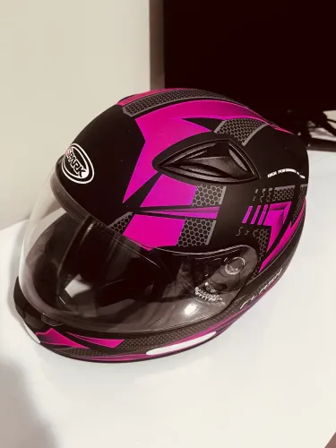 Capacete spark zero número 56 preto e rosa 