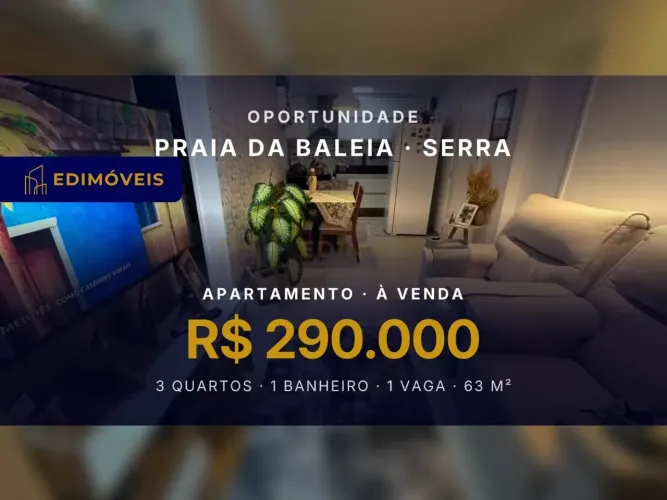 Praia da Baleia: Apartamento 3 quartos em condomínio com área de lazer completa
