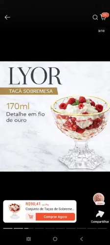 Taças para sobremesa com bordas douradas ?
