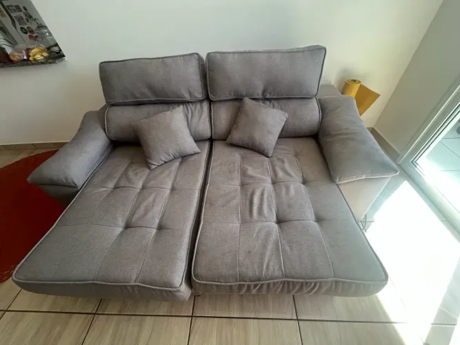 Sofá Retrátil e Reclinável 2 Lugares Cinza