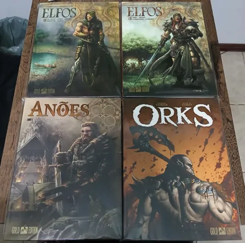 Combo HQs Gold Edition Elfos 1 e 2, Anões e Orks (Mythos, seminovas)