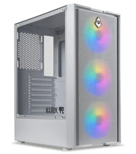Gabinete gamer Narok, branco, com 3 fans, novo, lacrado, com garantia!