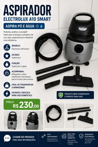 ASPIRADOR ELECTROLUX A10 SMART - ASPIRA PÓ E ÁGUA | SEMINOVO