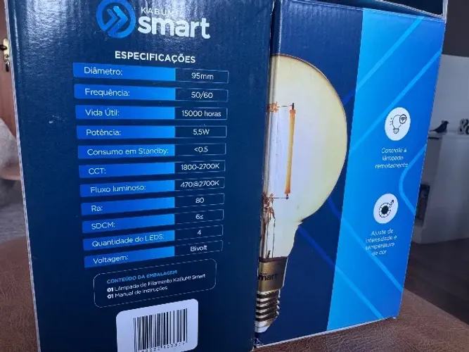 Kit 2 lâmpadas inteligentes de filamento Kabum Smart 5.5w Wifi - Alexa e Google Assistente