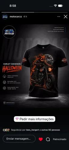 CAMISETA MOTOCAR HALLOWEEN
