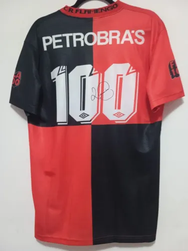 Camisa Flamengo Centenário Clube 1995 #100 Romário Autografada Certificada