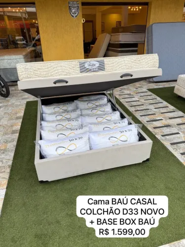 Cama BAÚ CASAL COLCHÃO D33 NOVO