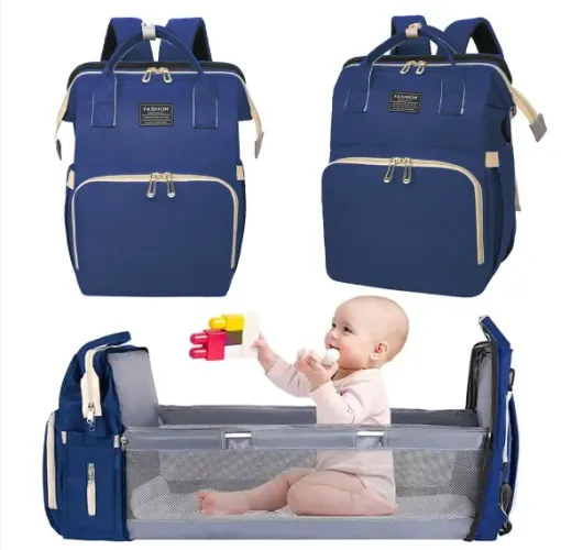 Bolsa Mochila Berço Portátil - Bolsa Bebê Trocador Maternidade Mãe - Mochila Cama Dobrável