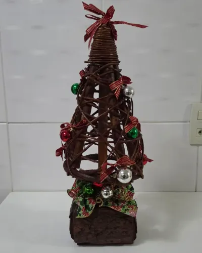 Árvore de Natal de Mesa Rústica em Madeira