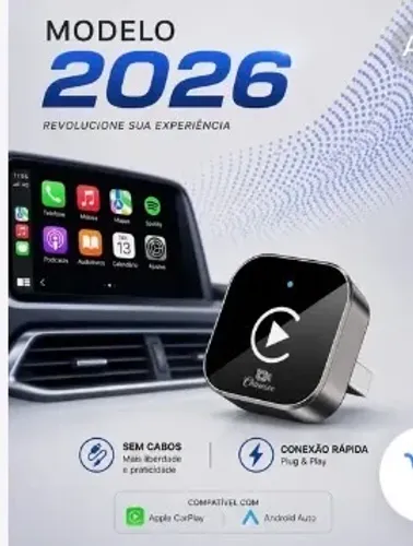 CarPlay adaptador sem fio modelo 2026 Smart Slim USB/Usb c Android Auto 2 em 1