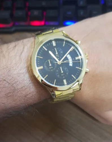 Relógio Masculino Dourado Aço Cuena
