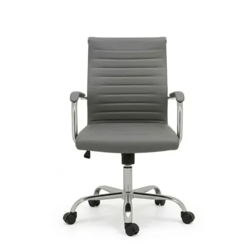 Cadeira Diretor London Giratória Corino Cinza Conforto Ergonômico Para Escritório 31093