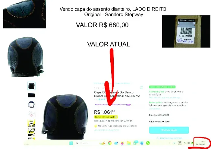 Vendo Capa de assento original Sandero Stepway - lado direito