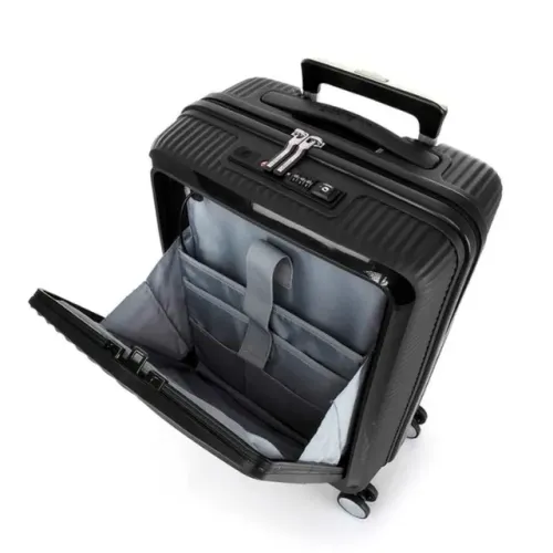 mala de bordo 10kg samsonite american tourister curio preta front open