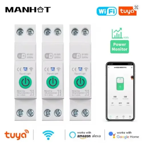 Disjuntor Inteligente Wifi 1-63a Monitoramento De Energia Corrente Ajustável 