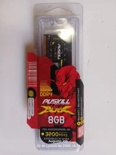 Memória DDR4 para Notebook PUSKILL , 8GB, 3200Mhz Sodimm, Nova