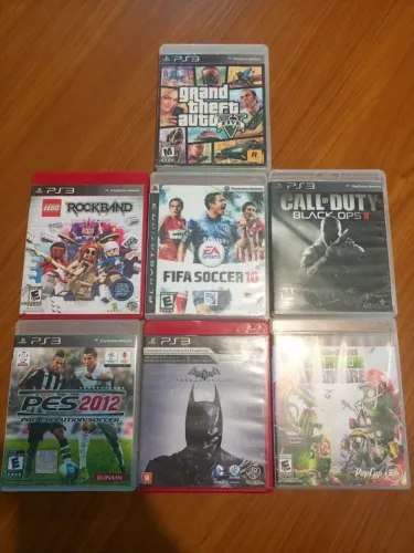 Lote 7 Jogos PS3 Originais - Call of Duty Black Ops 2, Batman Arkham, Lego Rockband e +