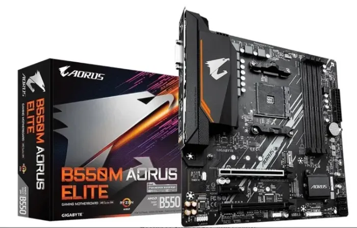 Placa-Mãe Gigabyte B550M Aorus Elite Rev. 1.3, AMD AM4, Micro ATX, DDR4, Preto.
