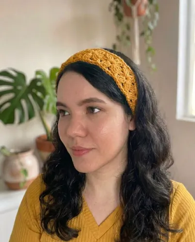 Faixa de Cabelo Crochet Floral Artesanal - Tiara de Crochê Boho Chic - Várias Cores