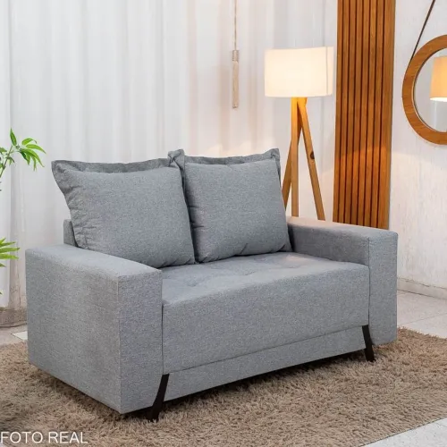 Sofá 2 Lugares Larg 1.55m Linho Cinza