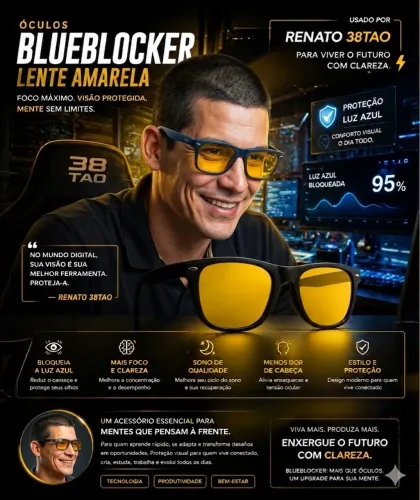 Oculos Renato 38tão Bloqueador de luz azul