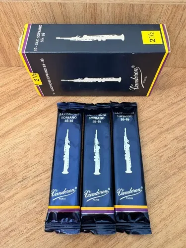 Palhetas Vandoren para Sax Soprano 2½ - Kit com 3 (NOVAS)