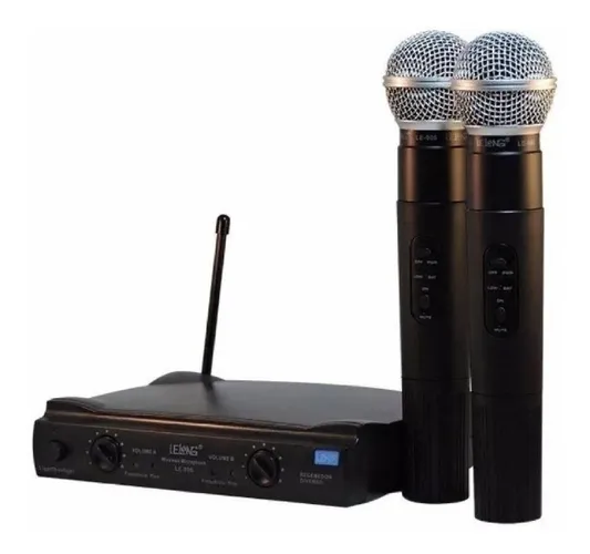 Microfone Sem Fio Duplo Uhf Wireless Le-906