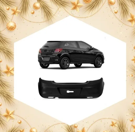 Para-Choque Traseiro Chevrolet Onix Preto Liso Com Furos Ano:2013 até 2018