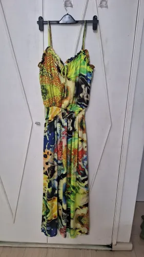 Vestido longo estampado e colorido tam. 42 DANGE
