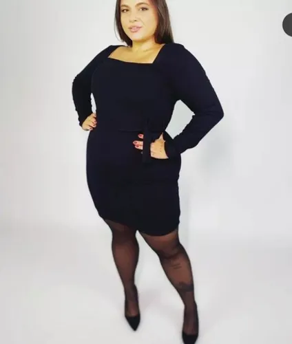 Vestido manga longa preto m preto 