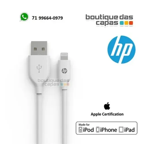 Cabo HP usb-A para Lightning MFI iphone ipad - dhc-MF101-1M 1 metro brancoHP original