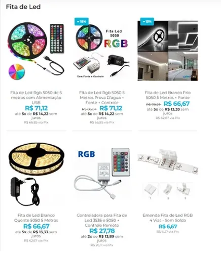 Fita de Led Diversas Cores e Modelos - Até 8x no Cartão