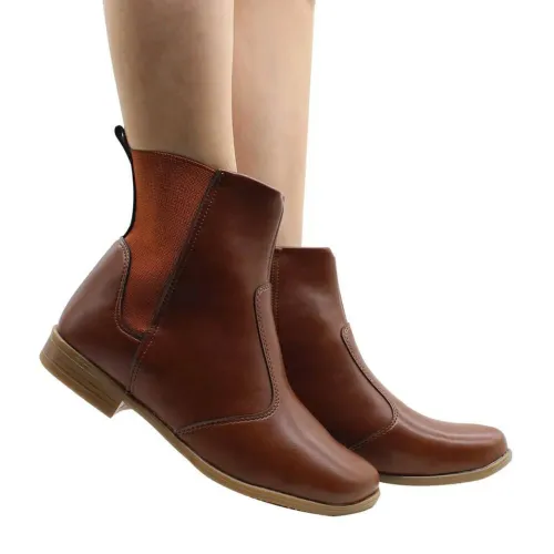 Bota Chelsea Moleca Delft Cano Médio Napa Elástico Feminina Marrom