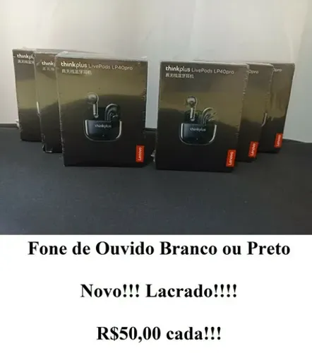 Fone de ouvido sem fio novo somente na cor branca