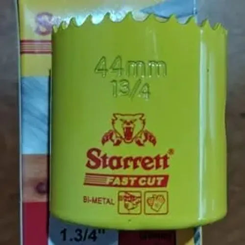 Serra copo STARRETT bi-metal FAST CUT 44mm 13/4" polegadas Madeira/Metal/PVC/Gesso