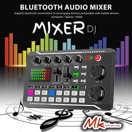 Mixer de Áudio Bluetooth para DJ e Karaoke - Novo!