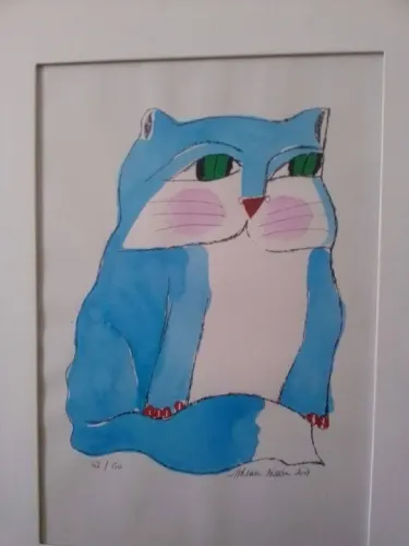 Gravura " Gato Azul "- Arte Original
