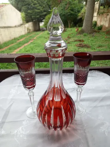 Conjunto de Decoração em Cristal Checo Vermelho