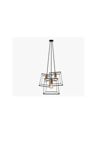 Lustre Pendente Trio Catanna Metal Preto Bocal Cobre