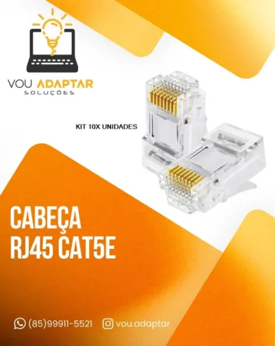 Kit 10x Conectores RJ45 CAT5e para Cabo de Rede plug/cabeça