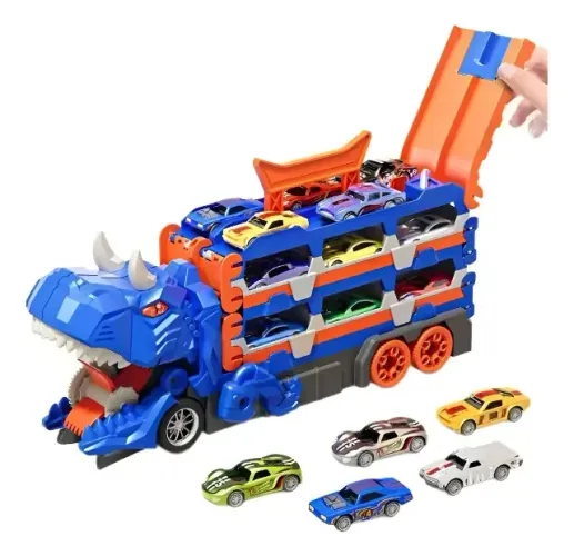 Caminhão Cegonha Pista Com Carrinhos Maleta Transportadora - Presente Dia das crianças